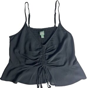 Wild Fable Black Ruched Tie-Front Cami Adjustable Straps Size Small